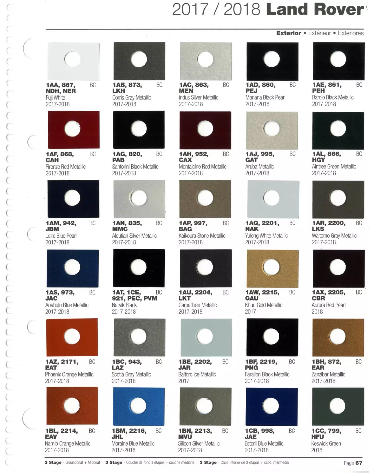 2017-2018 Land Rover Paint Codes & Color Chart Paint color examples, their ordering codes, the oem color code, and vehicles the color was used on