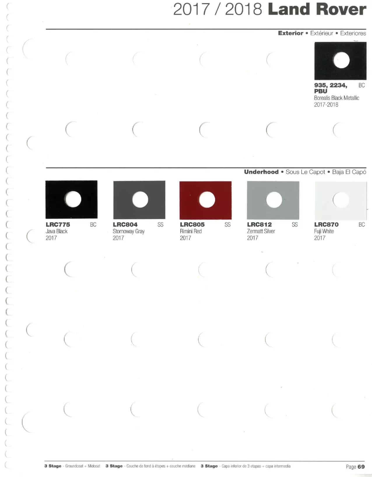 2017-2018 Land Rover Paint Codes & Color Chart Paint color examples, their ordering codes, the oem color code, and vehicles the color was used on