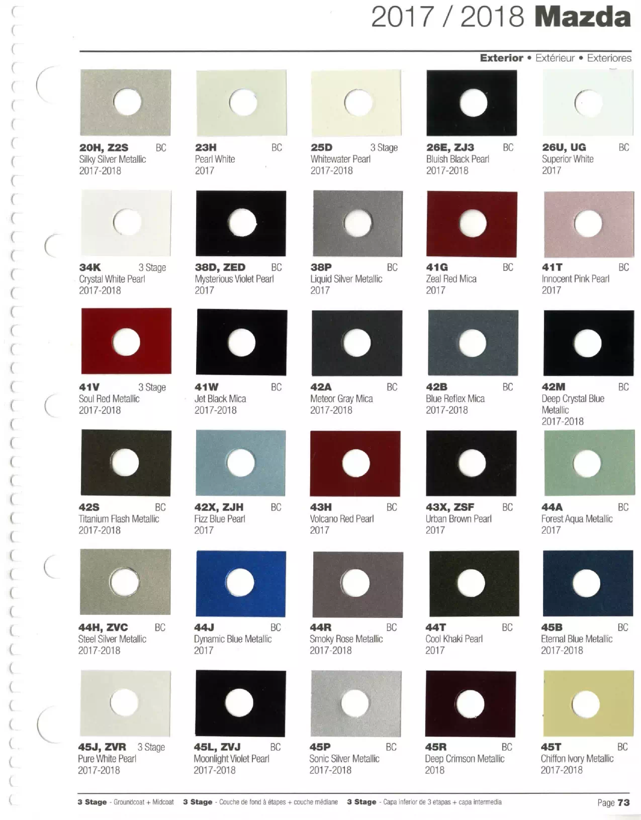 2017-2018 Mazda Paint Codes & Color Chart Paint color examples, their ordering codes, the oem color code, and vehicles the color was used on