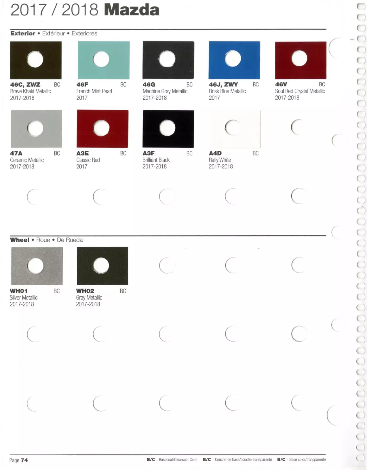 Paint color examples, their ordering codes, the oem color code, and vehicles the color was used on