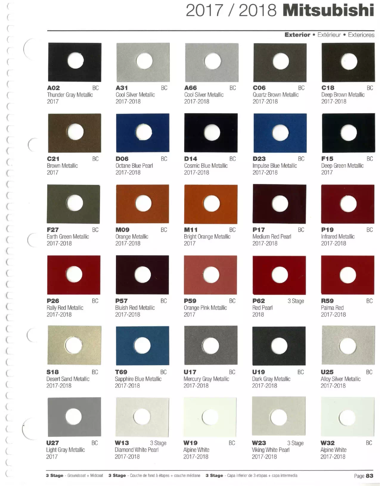 2017-2018 Mitsubishi Paint Codes & Color Chart Paint color examples, their ordering codes, the oem color code, and vehicles the color was used on