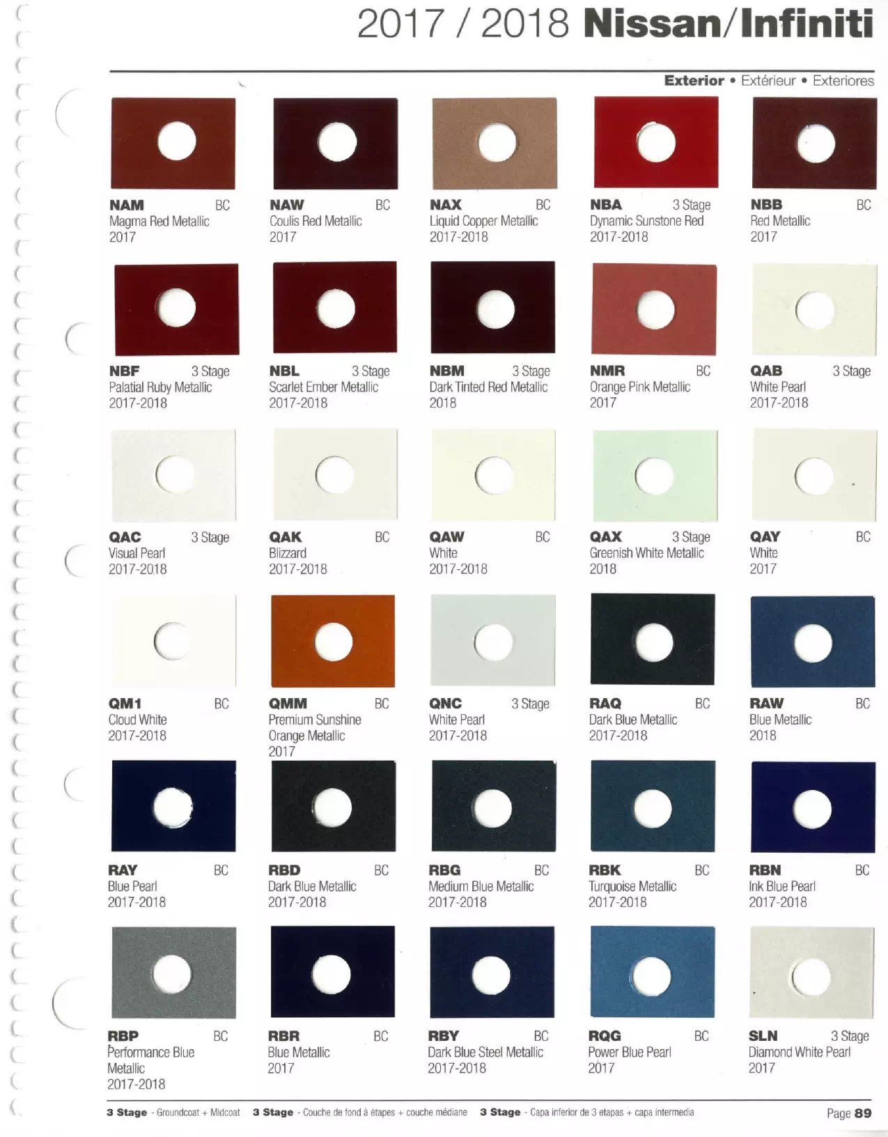 Paint color examples, their ordering codes, the oem color code, and vehicles the color was used on