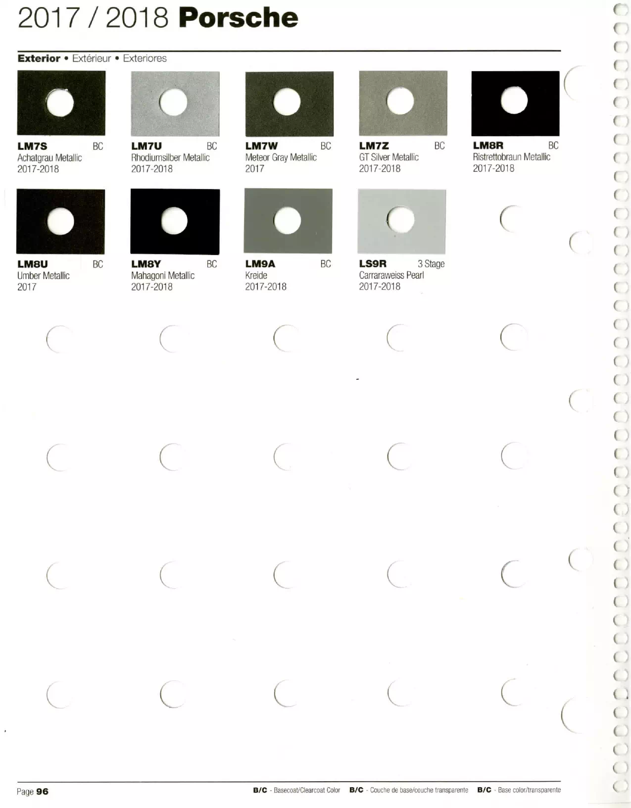 2017-2018 Porsche Paint Codes & Color Chart Paint color examples, their ordering codes, the oem color code, and vehicles the color was used on