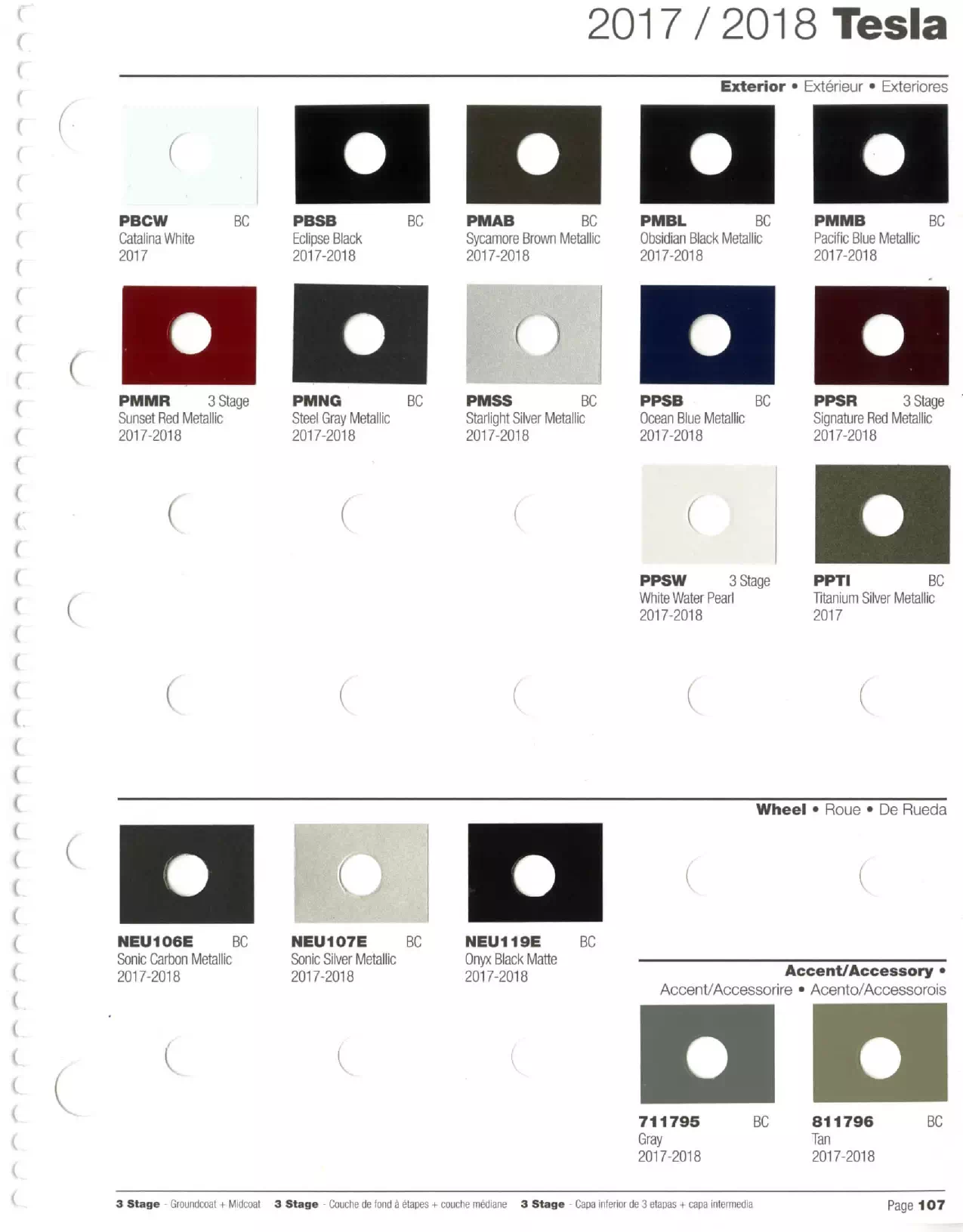 2017-2018 Tesla Paint Codes & Color Chart Paint color examples, their ordering codes, the oem color code, and vehicles the color was used on