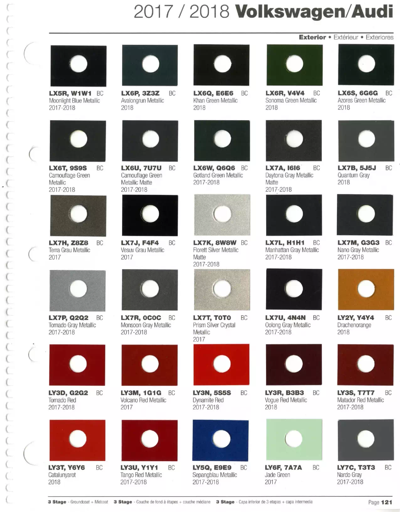 2017-2018 Volkswagen & Audi Paint Codes & Color Chart Paint color examples, their ordering codes, the oem color code, and vehicles the color was used on