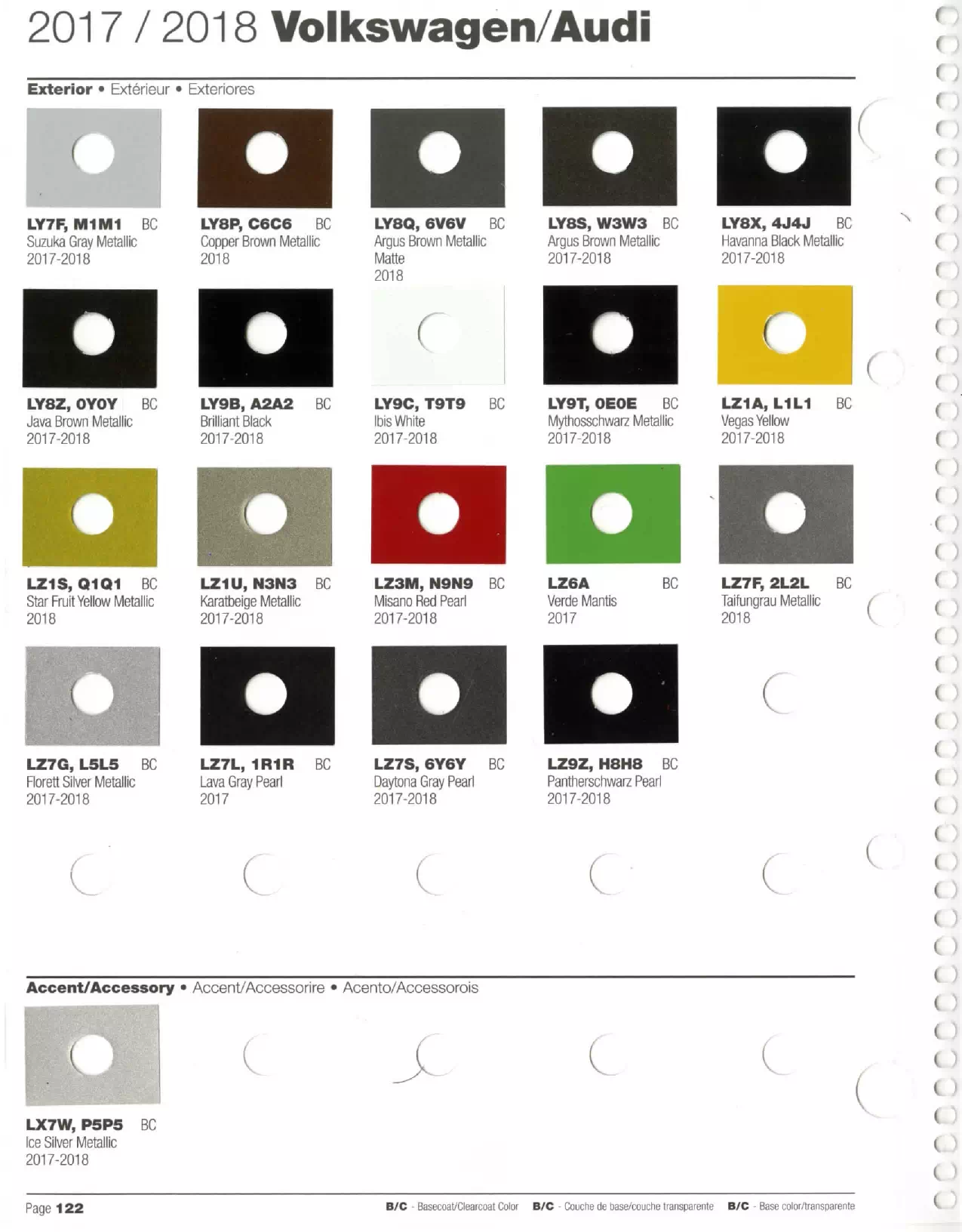 2017-2018 Volkswagen & Audi Paint Codes & Color Chart Paint color examples, their ordering codes, the oem color code, and vehicles the color was used on