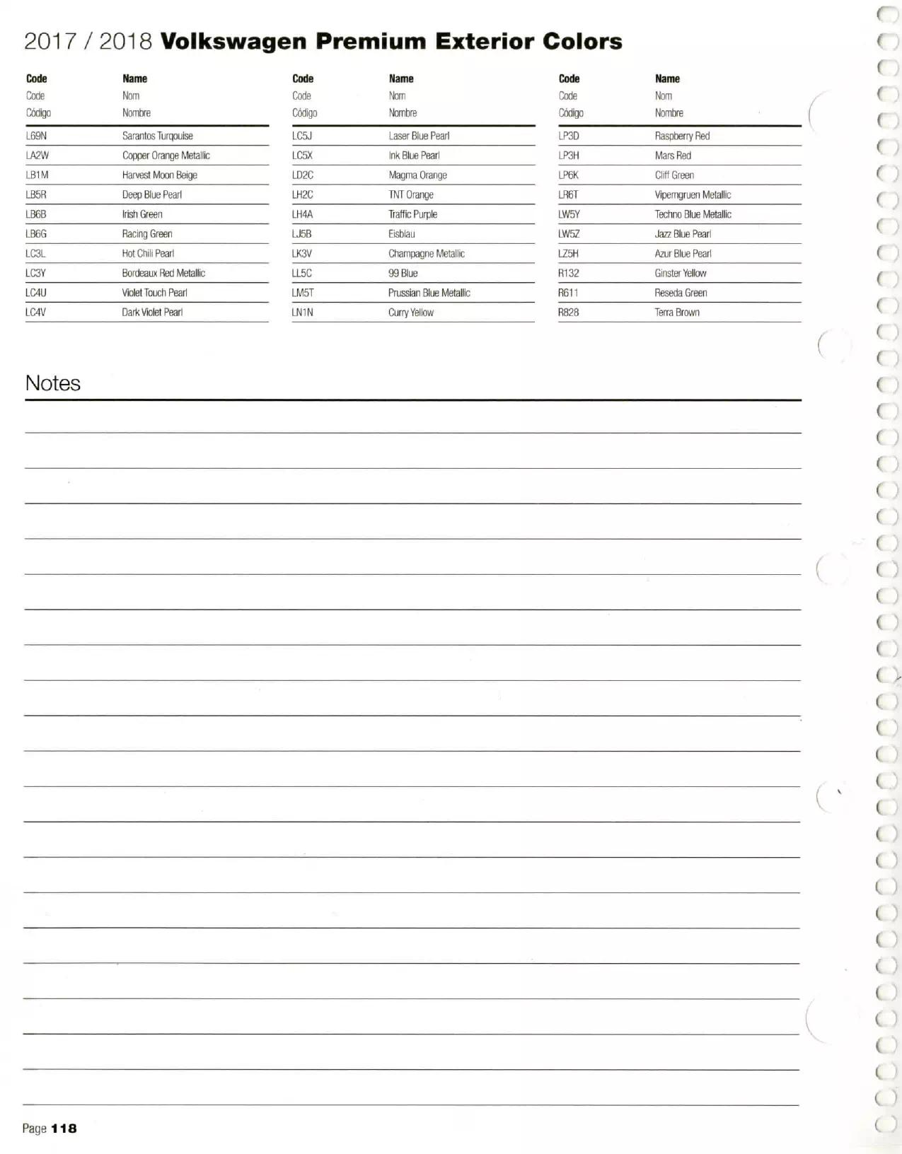 2017-2018 Volkswagen & Audi Paint Codes & Color Chart Paint color examples, their ordering codes, the oem color code, and vehicles the color was used on