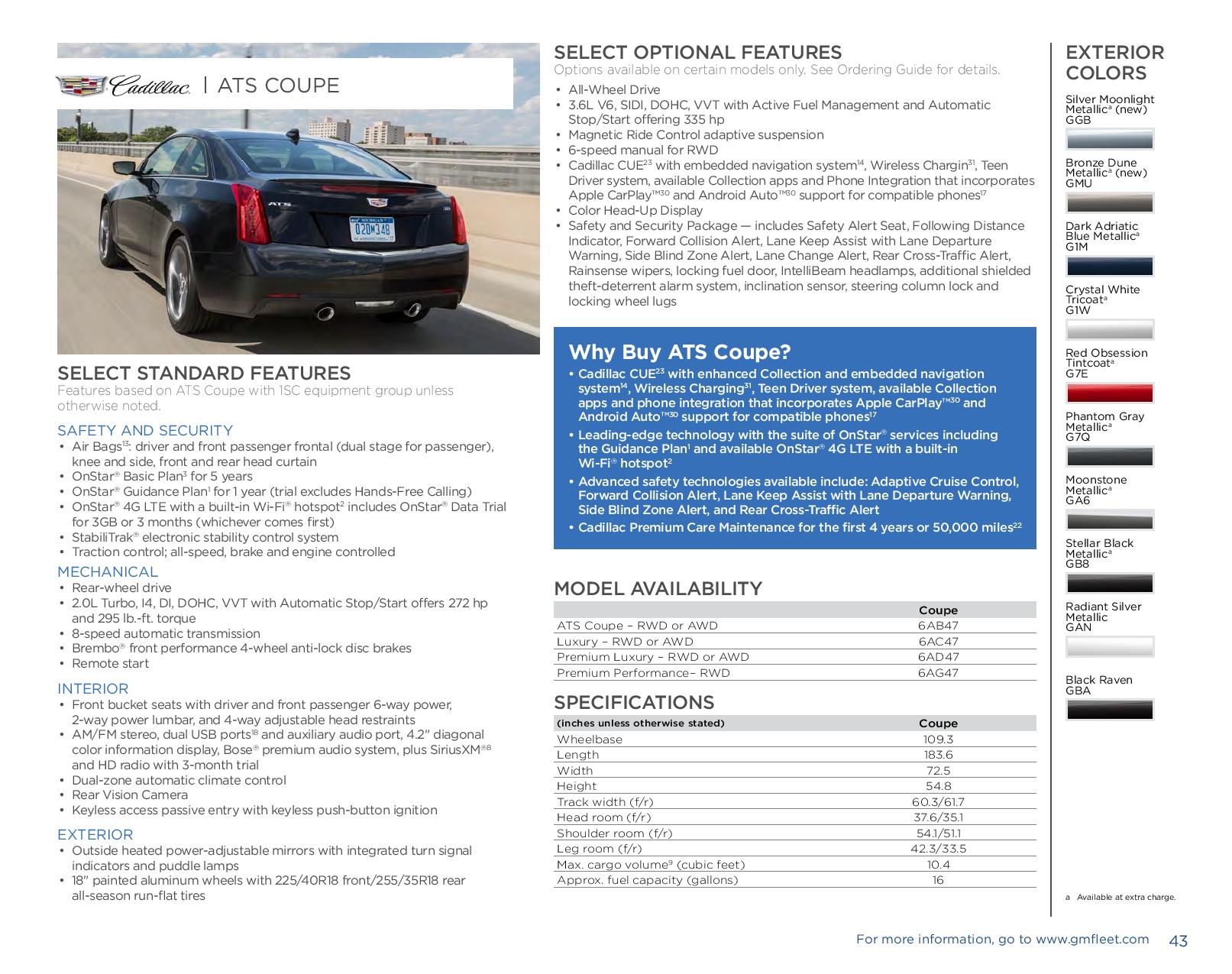 2017 Cadillac ATS Coupe Paint Chart Different Paint Codes for this 2017 Model