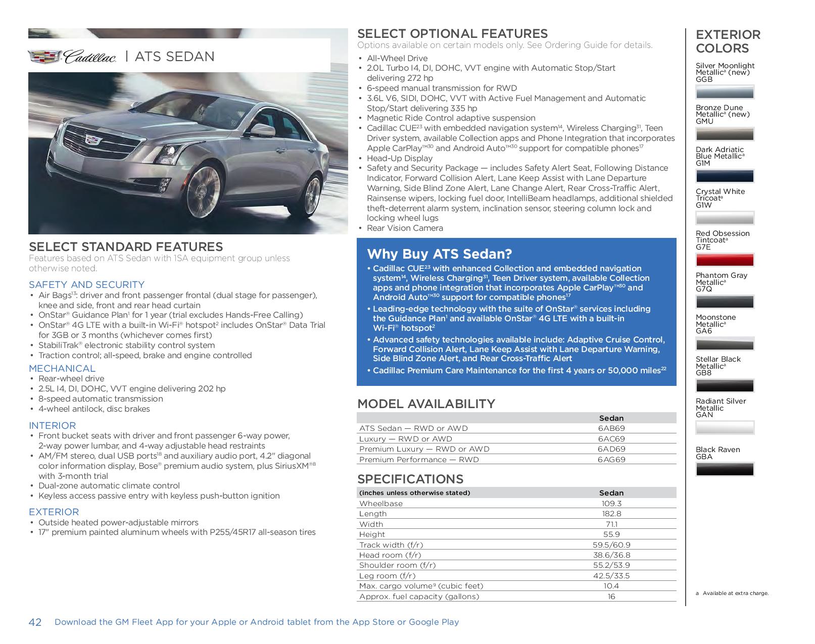 2017 Cadillac ATS Sedan Paint Chart Different Paint Codes for this 2017 Model