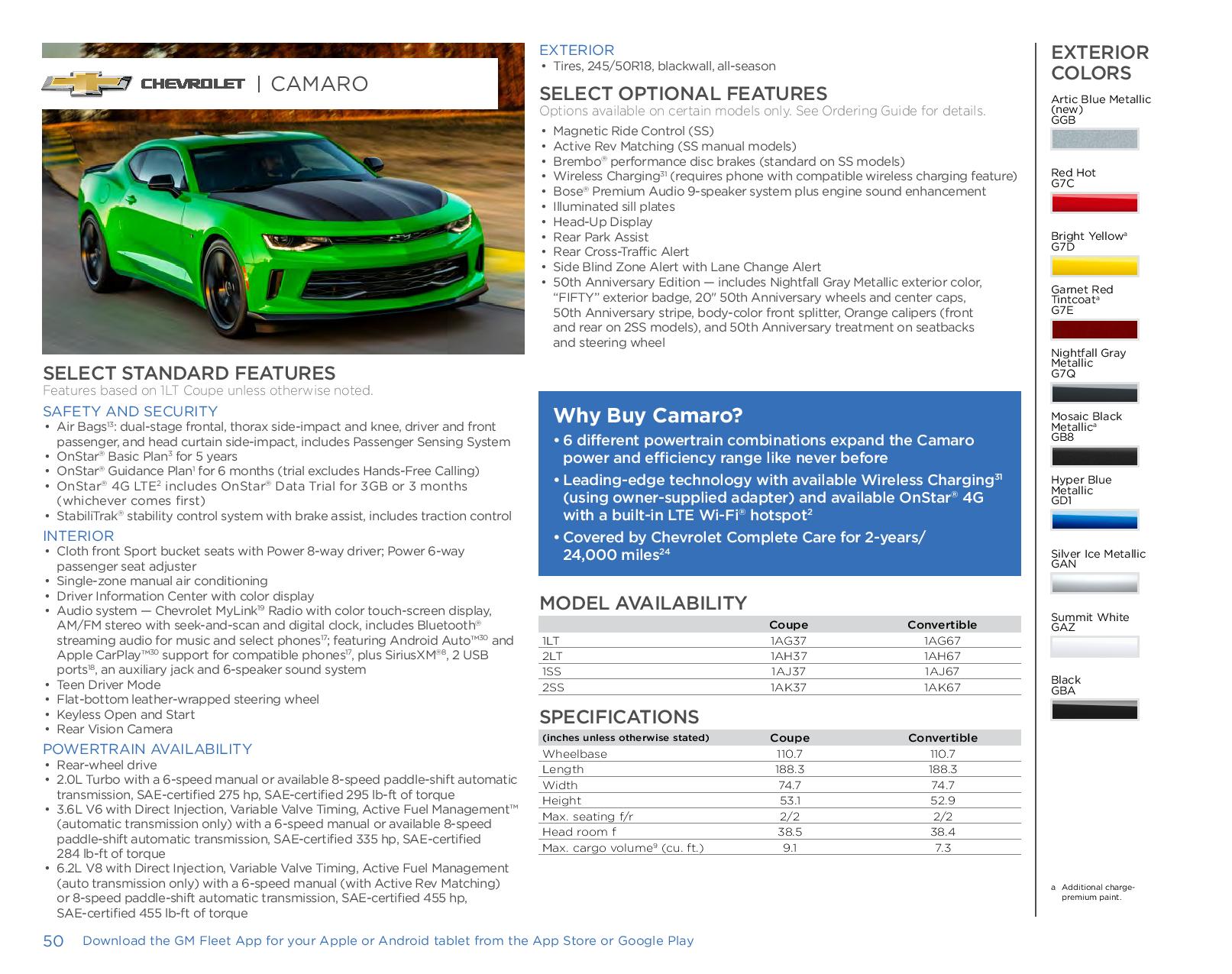 2017 Chevrolet Camaro Paint Chart Different Paint Codes for this 2017 Model