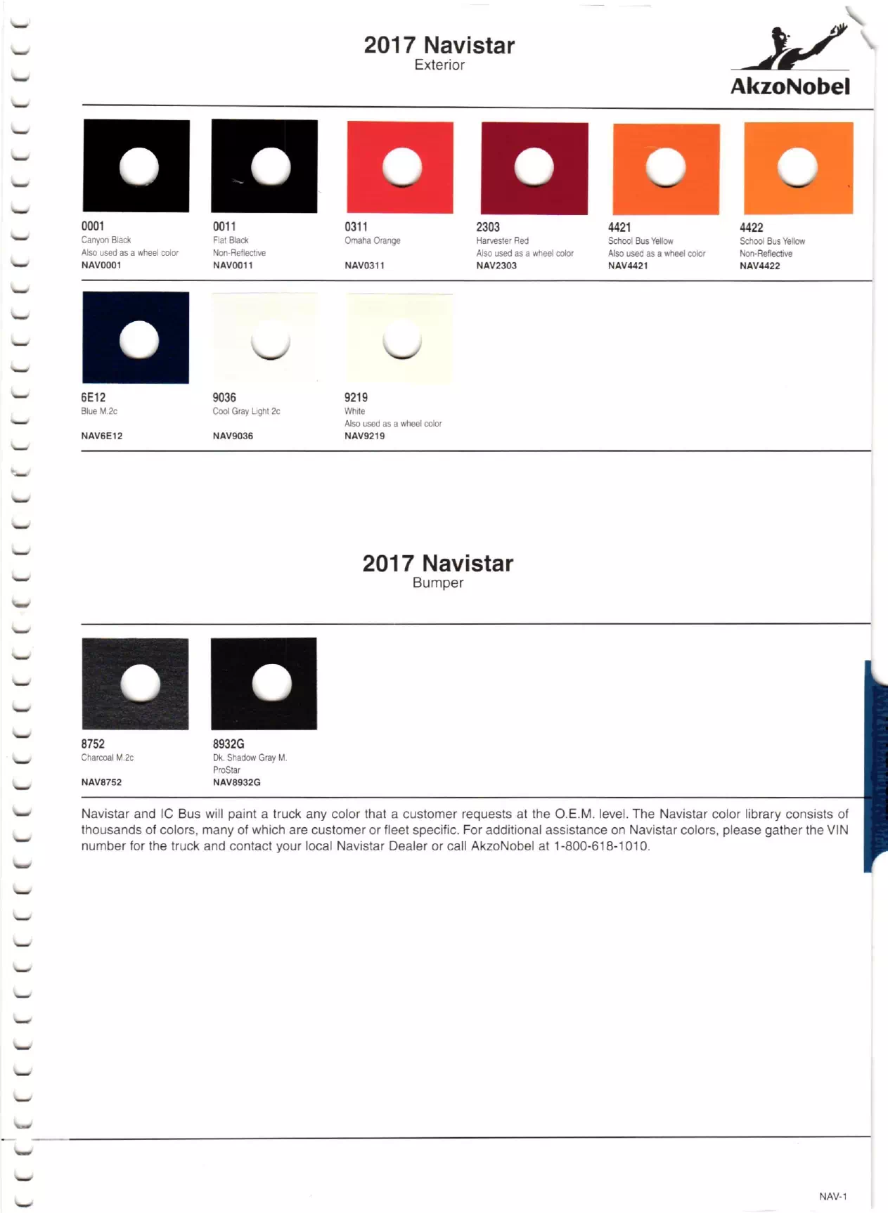 2017 Navistar Paint Codes Paint color examples, their ordering codes, the oem color code, and vehicles the color was used on