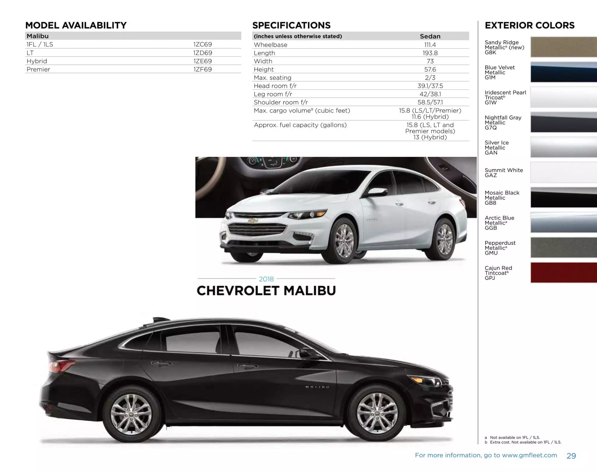 Gm model Paint Chart and Color codes for 2018