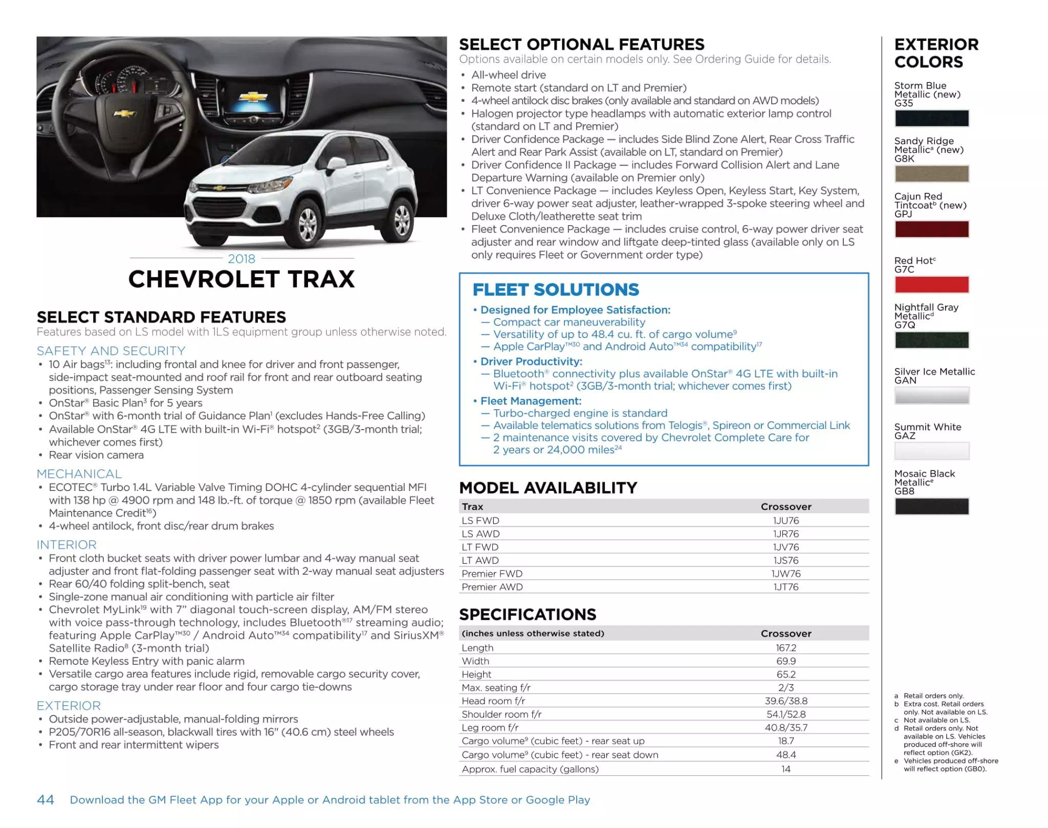 Gm model Paint Chart and Color codes for 2018