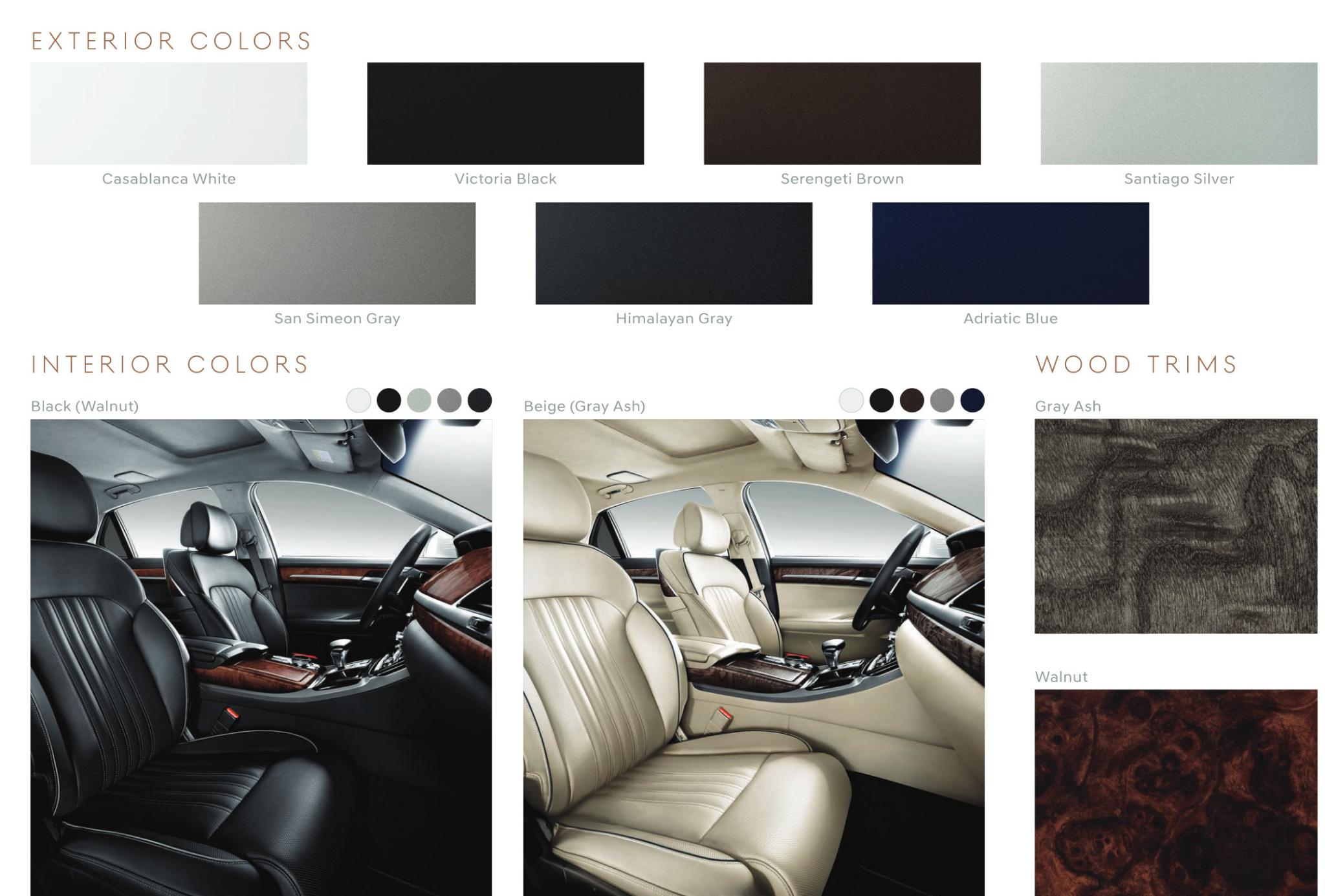 2018 Genesis G90 Color Chart