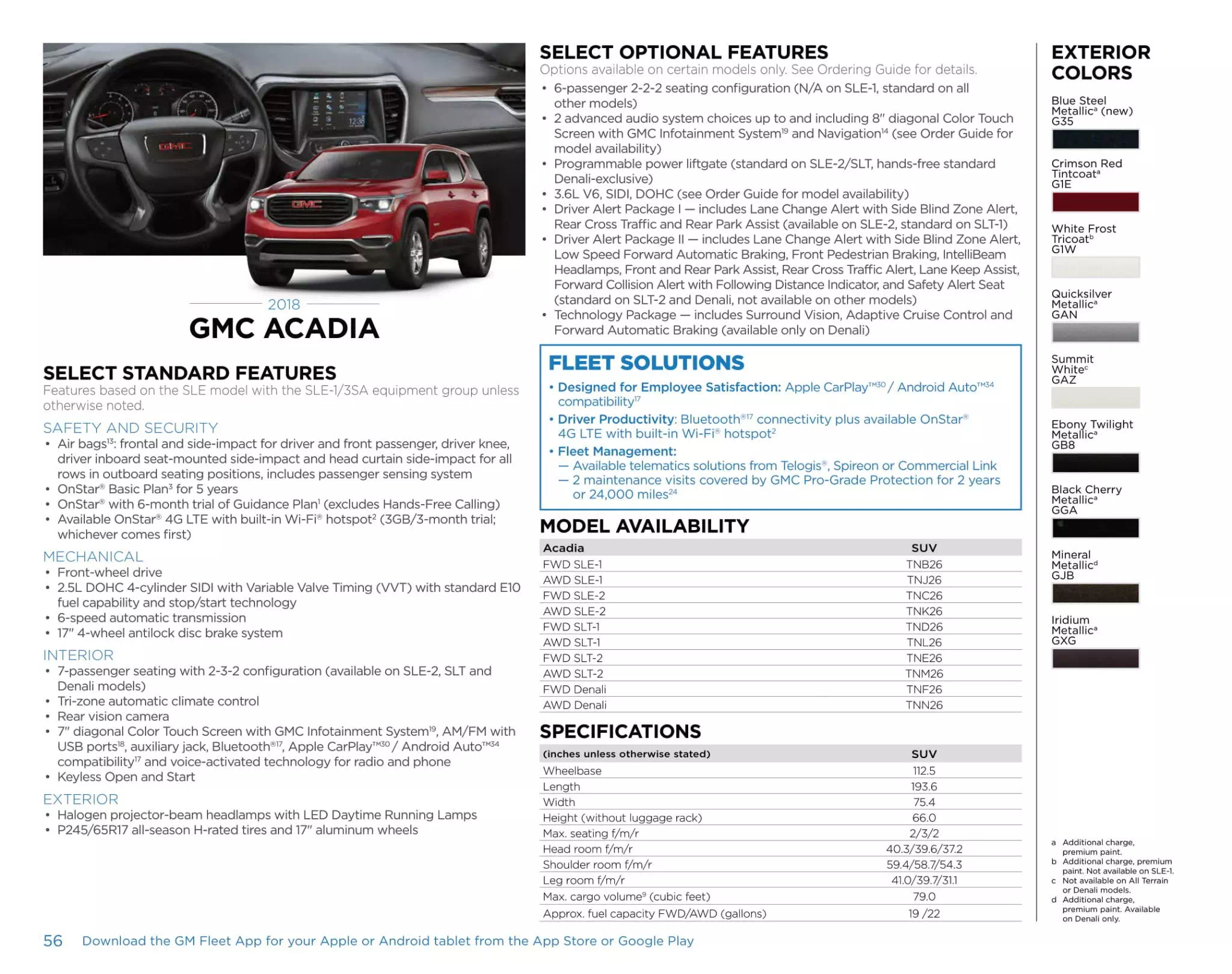 Gm model Paint Chart and Color codes for 2018