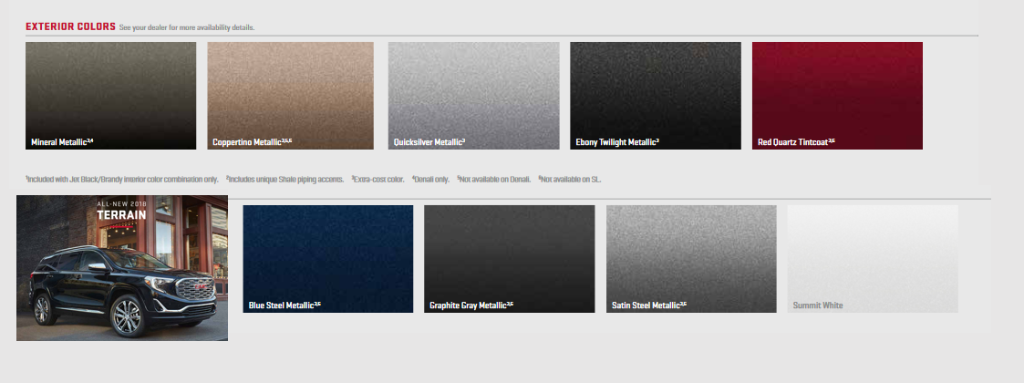 2018 GMC Terrain Paint Chart Paint Colors and paint codes for GMC