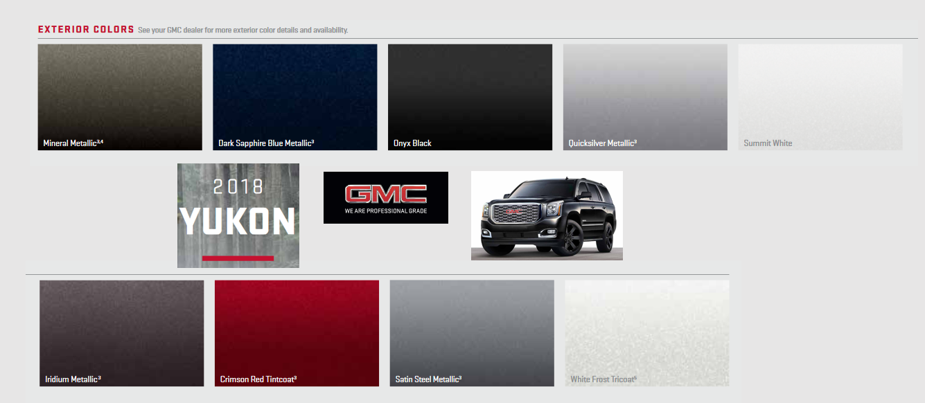 2018 GMC Yukon Paint Chart Paint Colors and paint codes for GMC