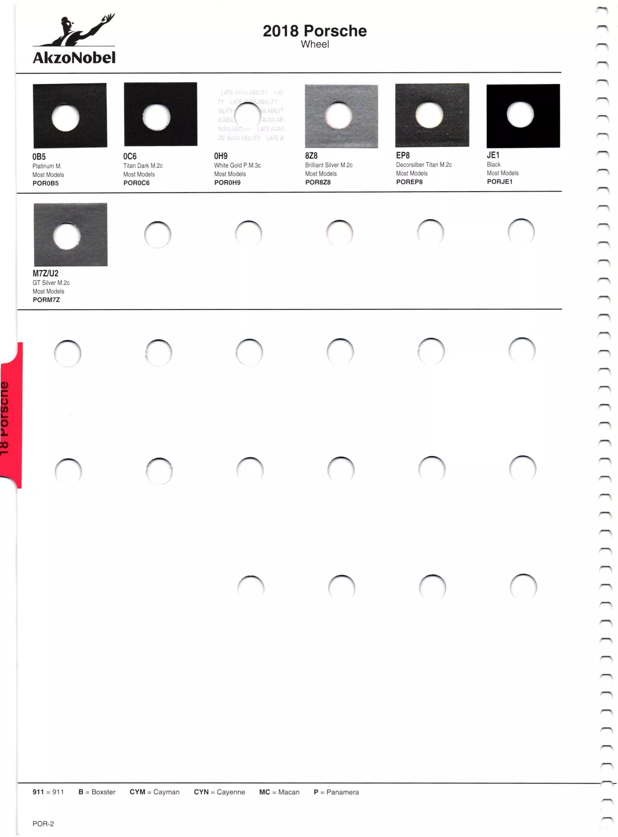 Paint color examples, their ordering codes, the oem color code, and vehicles the color was used on