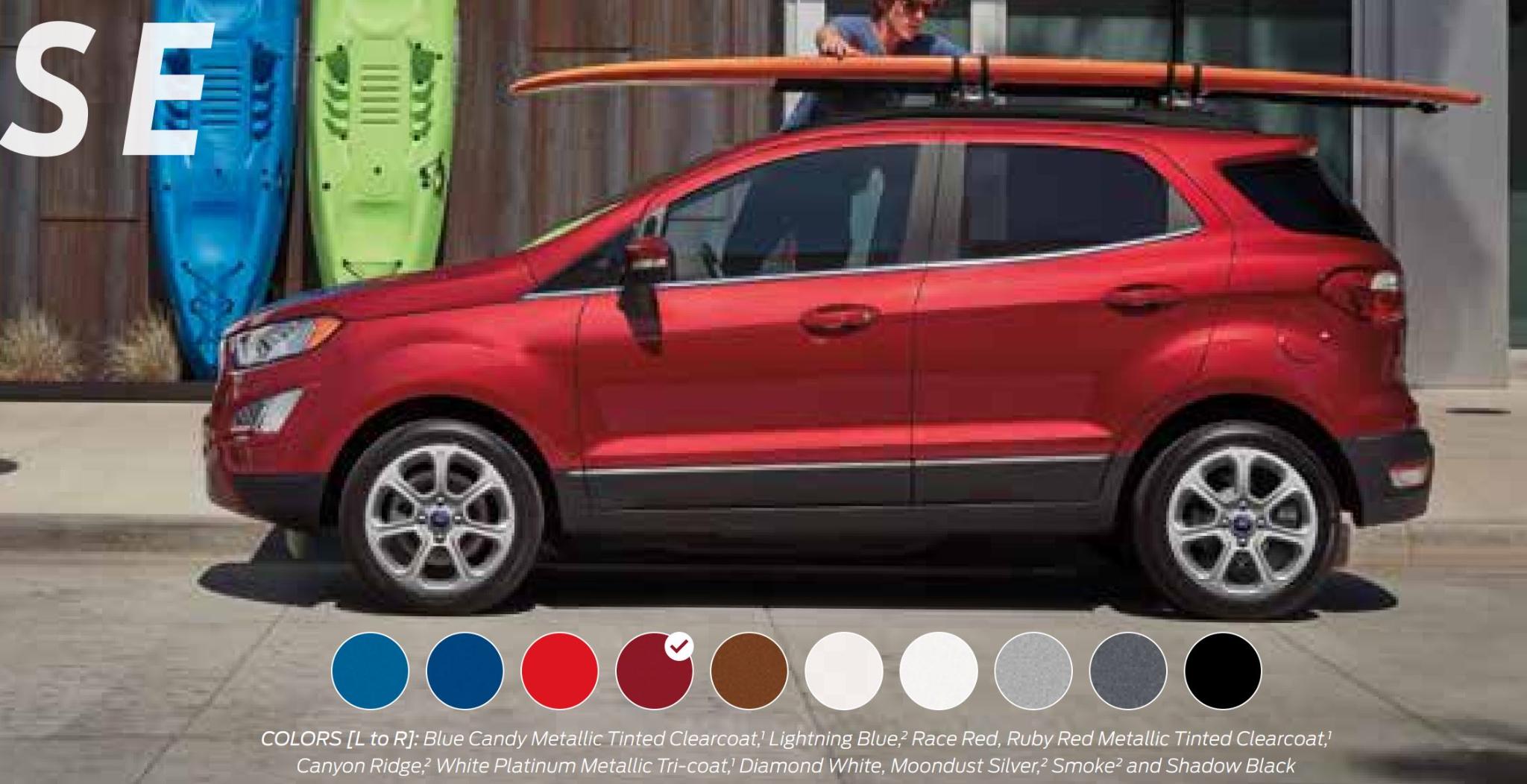2019 Ecosport SE Color Chart Exterior Paint Codes for the Ford Ecosport