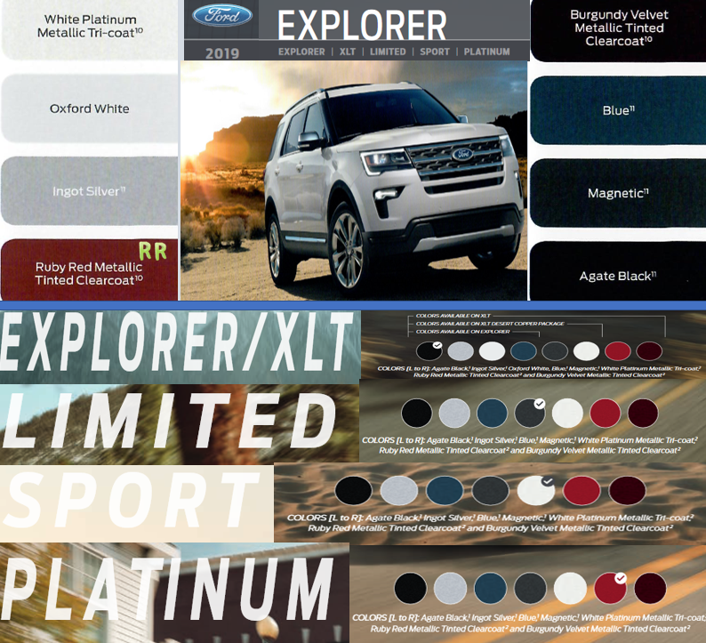 2019 Ford Explorer Paint Chart