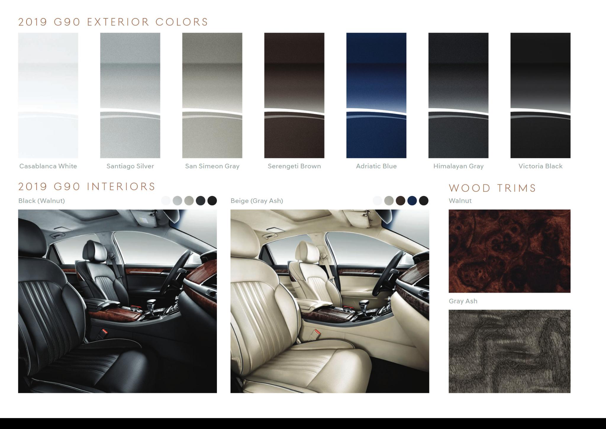 2019 Genesis G90 Color Chart
