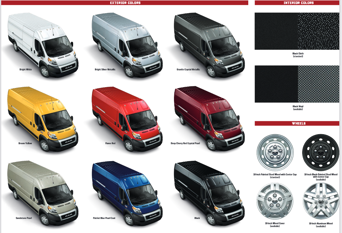 2015 Ram Promaster Wagen Paint Chart oem colors used for ram promaster for the model year