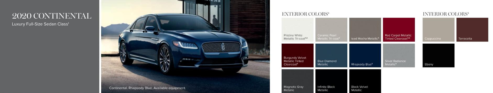 2020 Lincoln Continental Exterior Paint Color Chart Paint Colors used on the Exterior of Lincoln