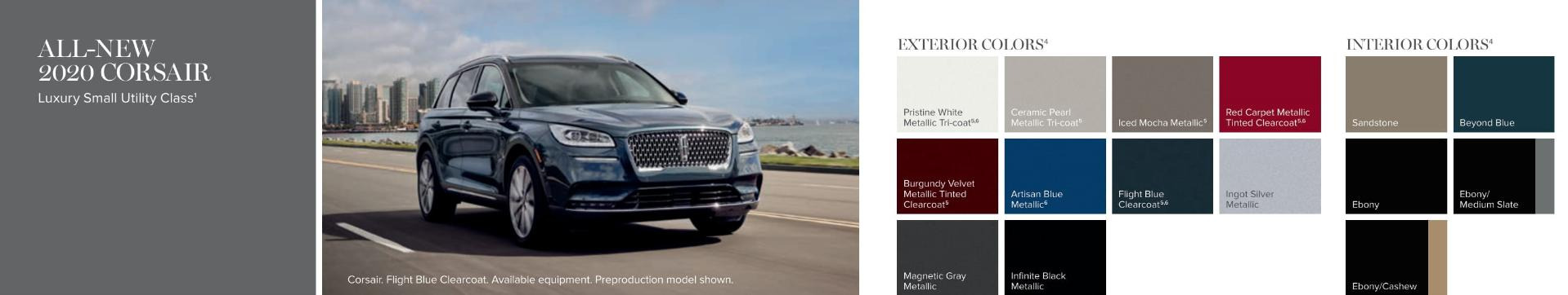 2020 Lincoln Corsair Exterior Paint Color Chart Paint Colors used on the Exterior of Lincoln