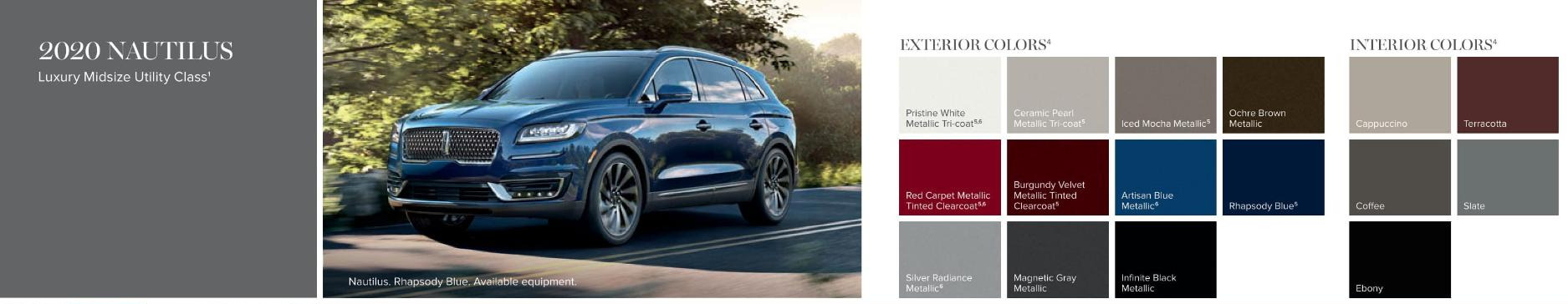 2020 Lincoln Nautilus Exterior Paint Color Chart Paint Colors used on the Exterior of Lincoln