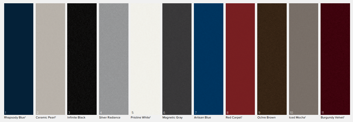 2020 Lincoln Nautilus Paint Chart Exterior & Interior Colors used on this years Lincoln Nautilus vehicles