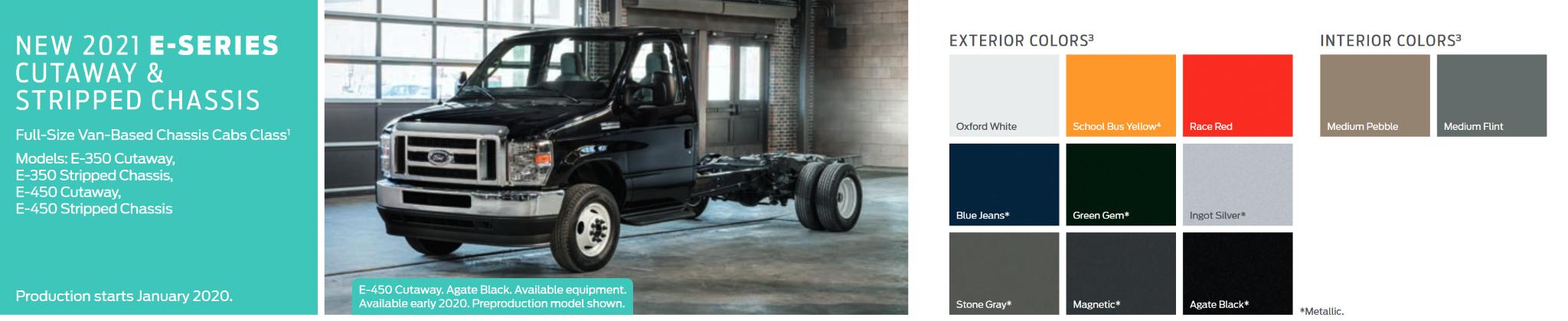 2021 Ford E-Series Paint Codes & Color Chart color chart for 2021 E-Series E-350, E-450, and E-Cabs