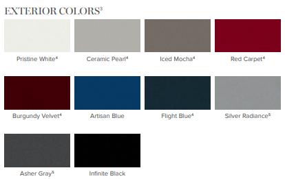 2021 Lincoln Corsair Exterior Color Chart Paint Colors used on the Exterior of Lincoln