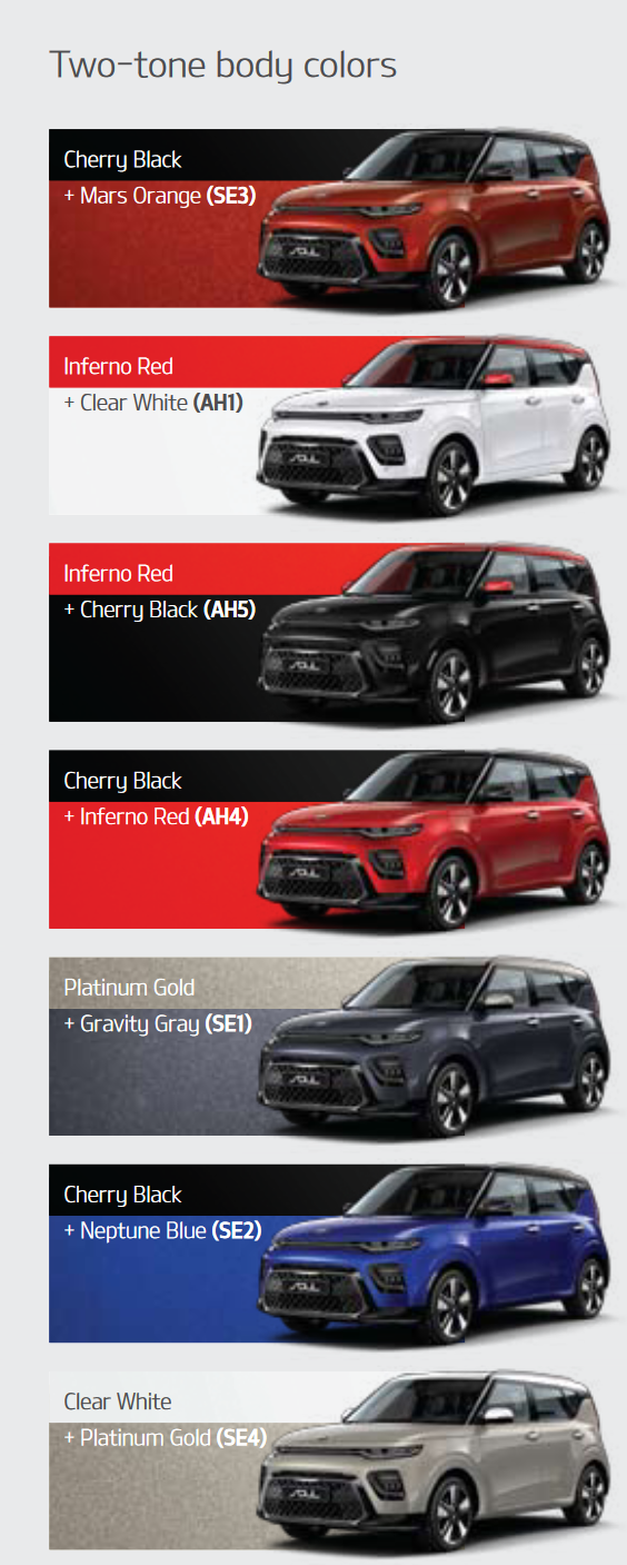 2021 Kia 2-Tone Paint Chart