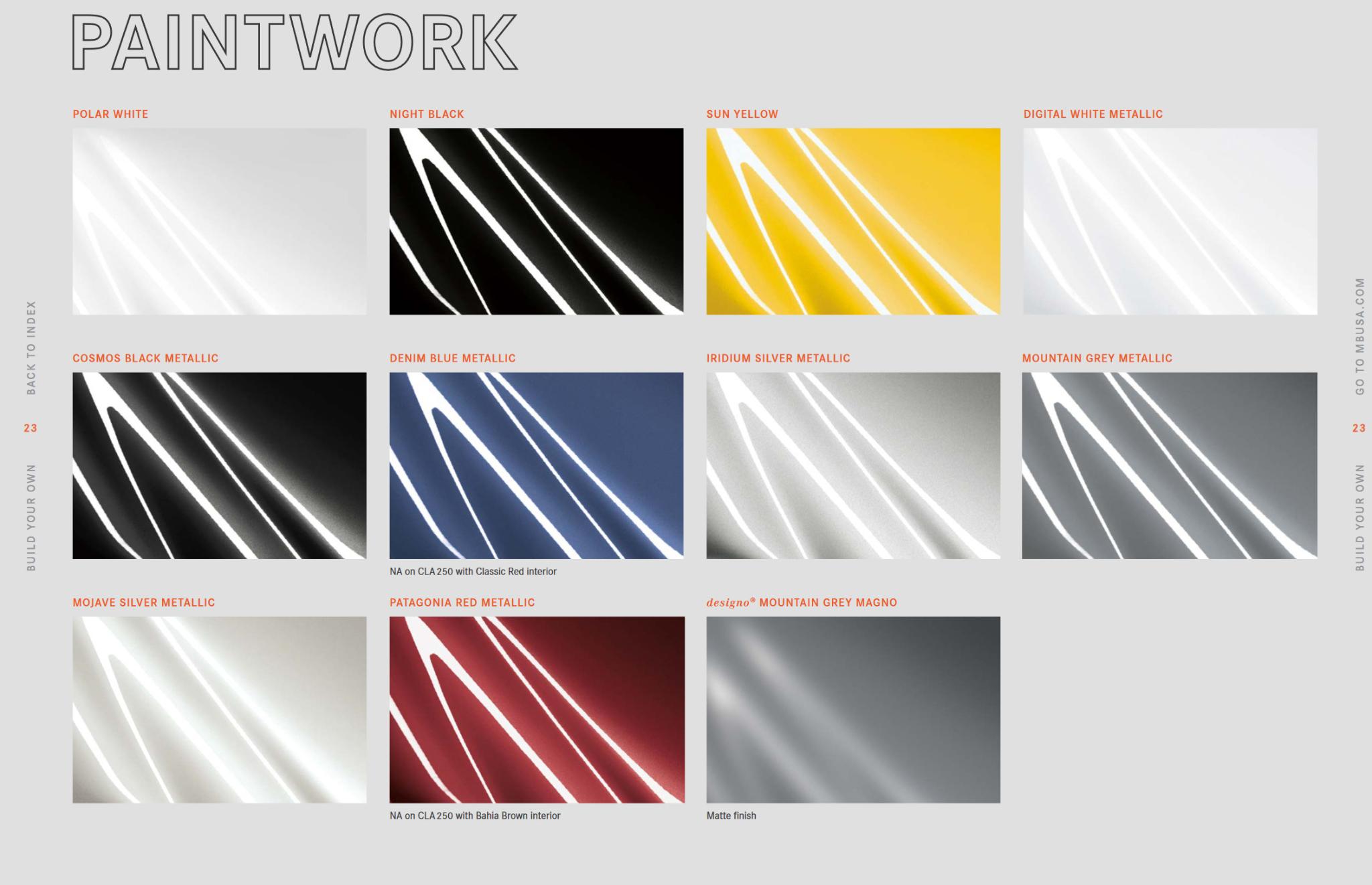 Cla Mercedes-Benz Paint Chart 