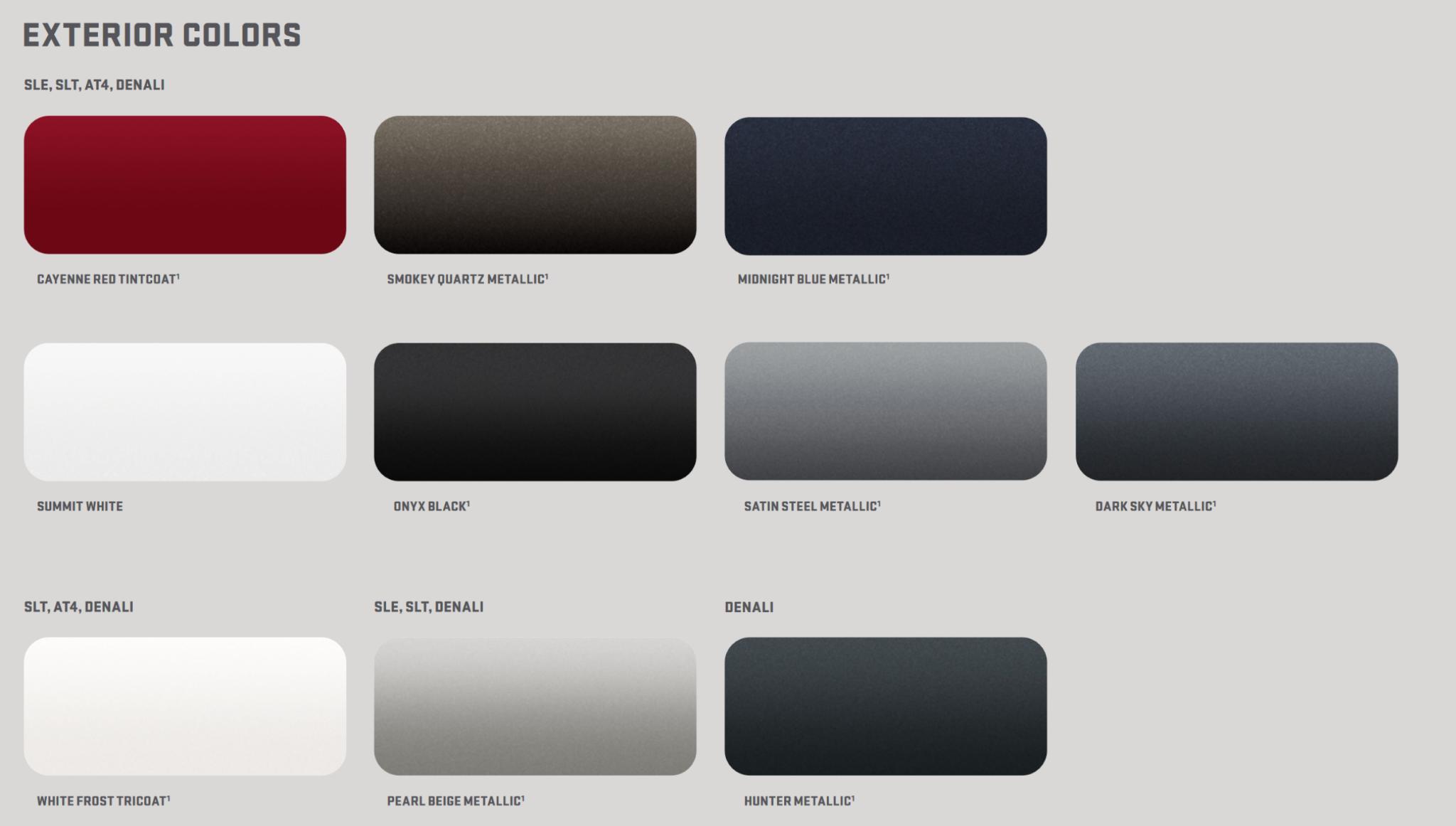 GMC Paint Codes & Color Charts