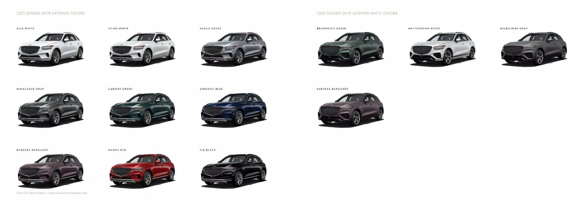 2022 GV70 Paint Colors