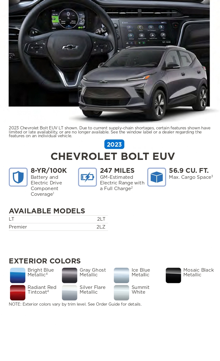 2023 Chevrolet vehicle example and exterior colors that come on the vehicle