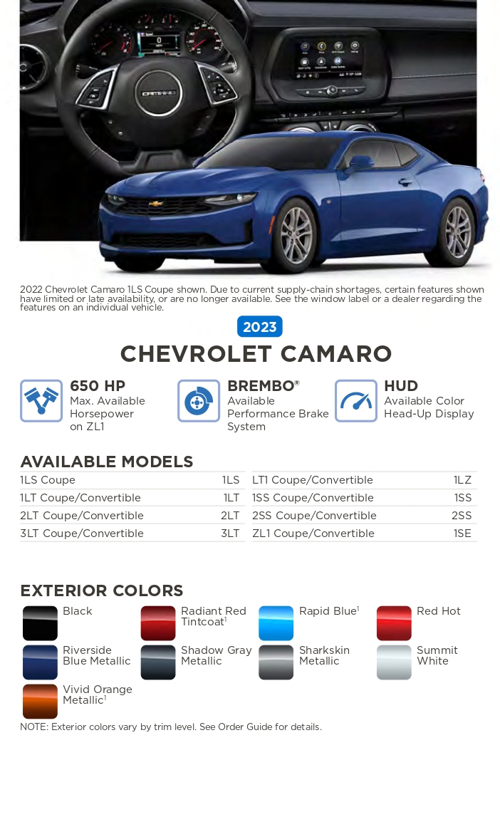 2023 Chevrolet vehicle example and exterior colors that come on the vehicle