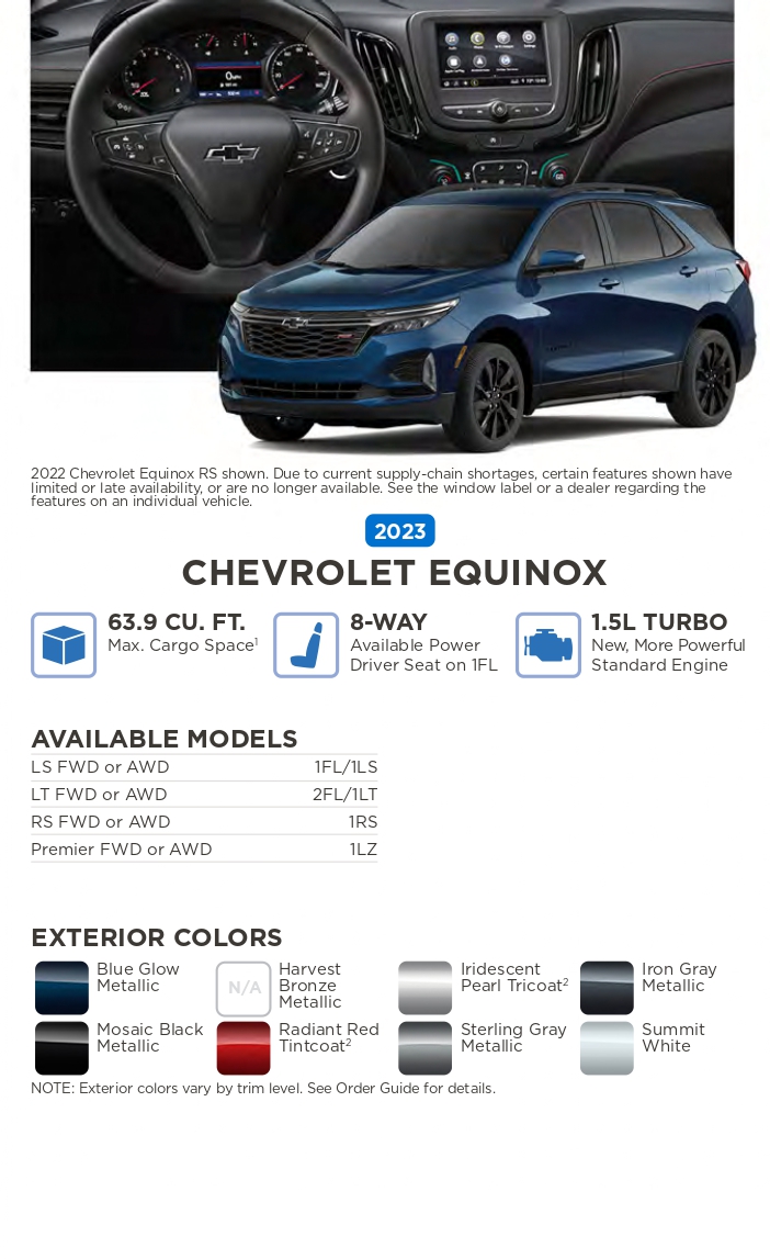 2023 Chevrolet vehicle example and exterior colors that come on the vehicle