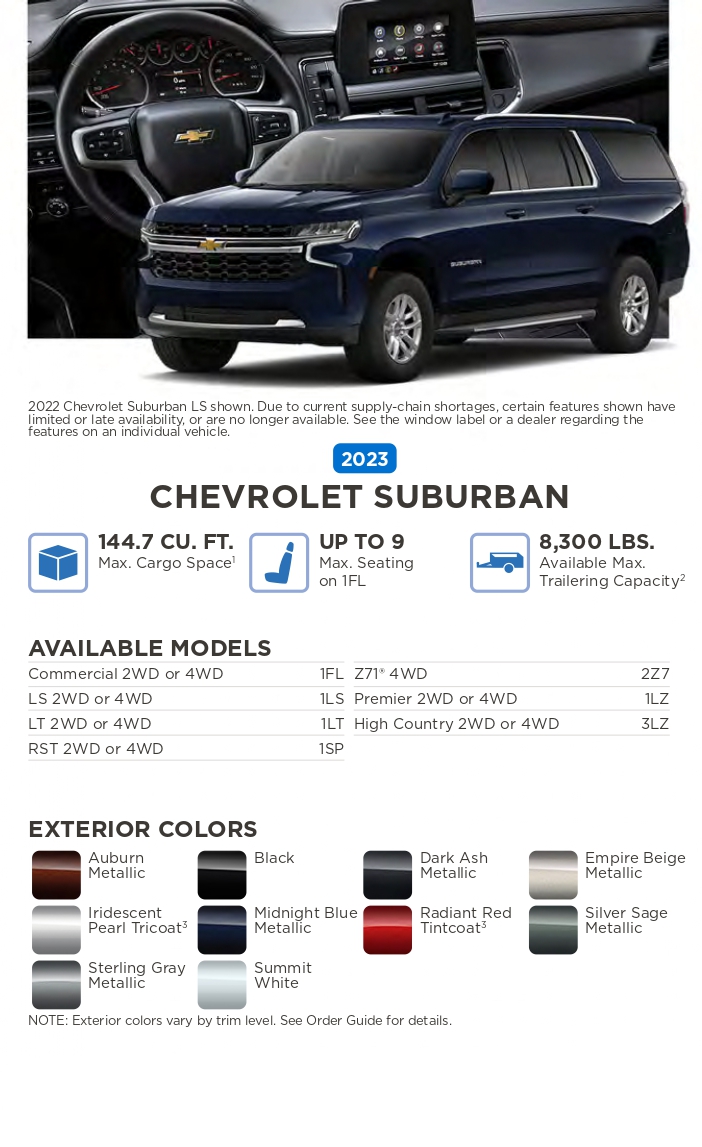 2023 Chevrolet vehicle example and exterior colors that come on the vehicle