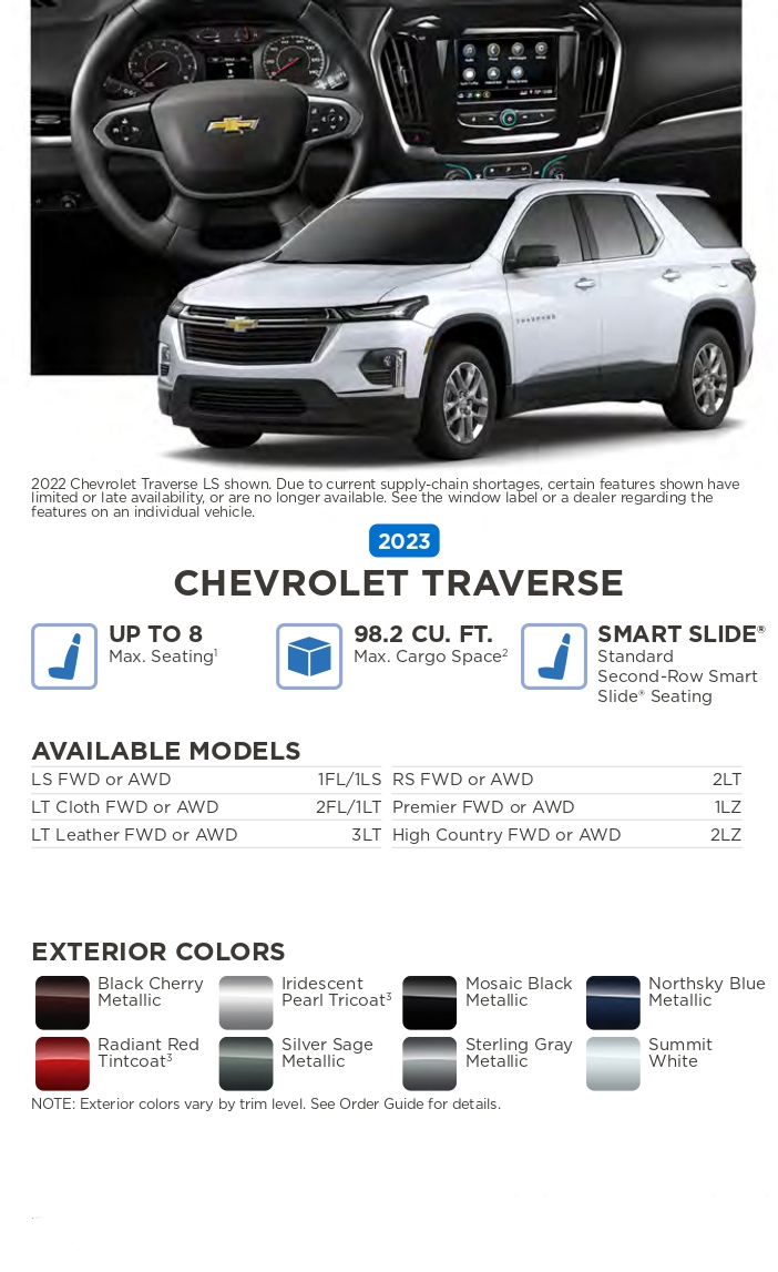 2023 Chevrolet vehicle example and exterior colors that come on the vehicle