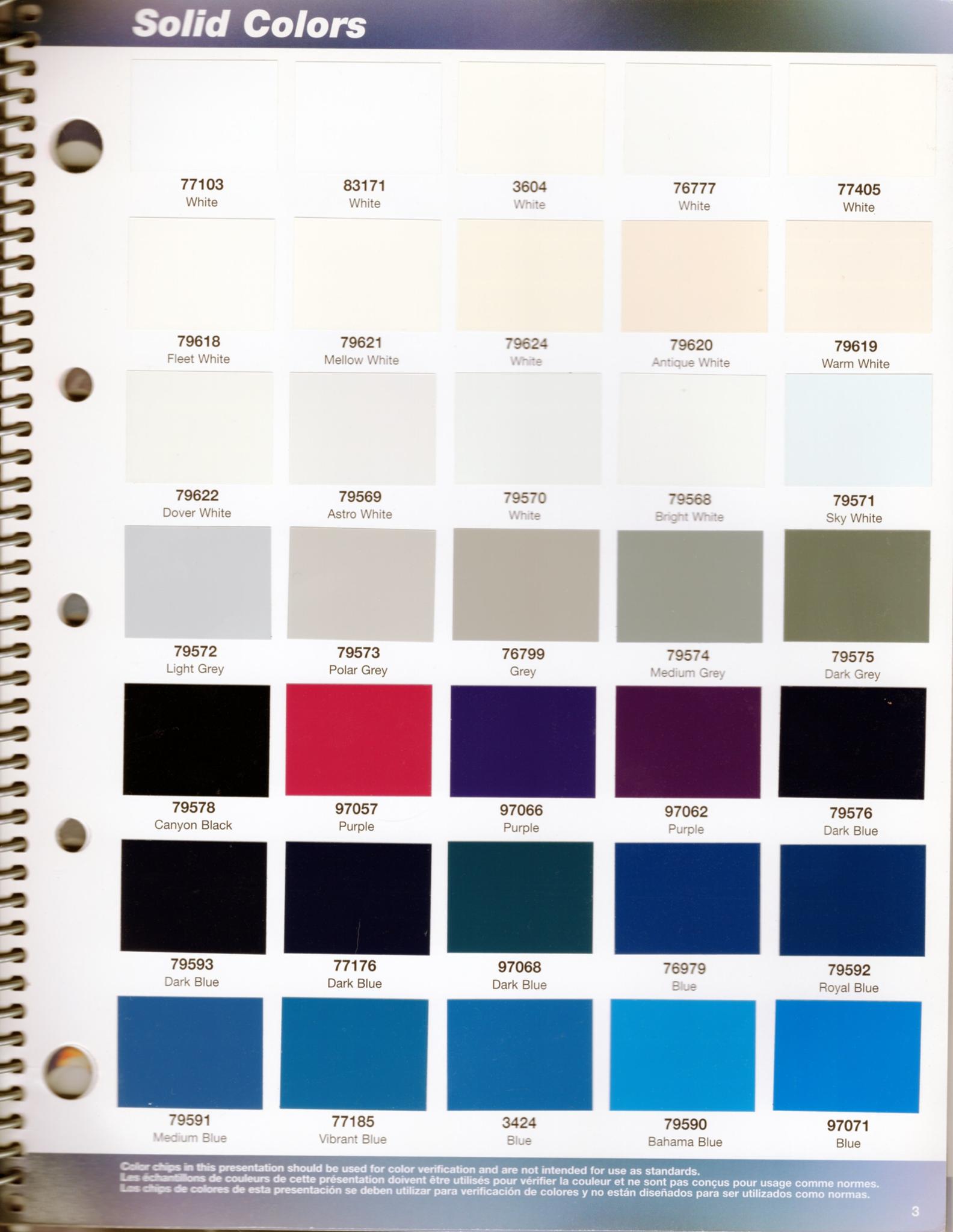 Page 1 of Solid Colors. These are used on various manufacturers, mostly Semi Trucks. Page 5 of Basf Fleet Book