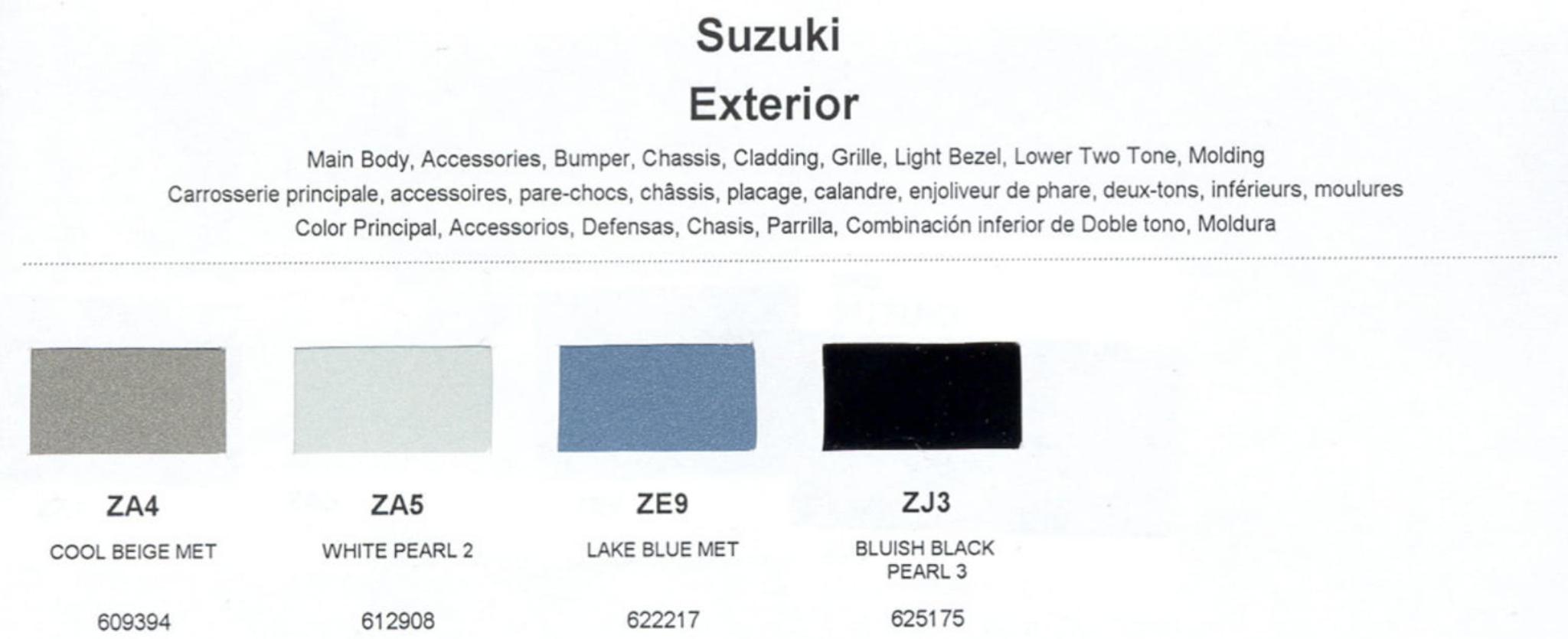 2001 Suzuki Paint Chart and Color Codes Paint Codes