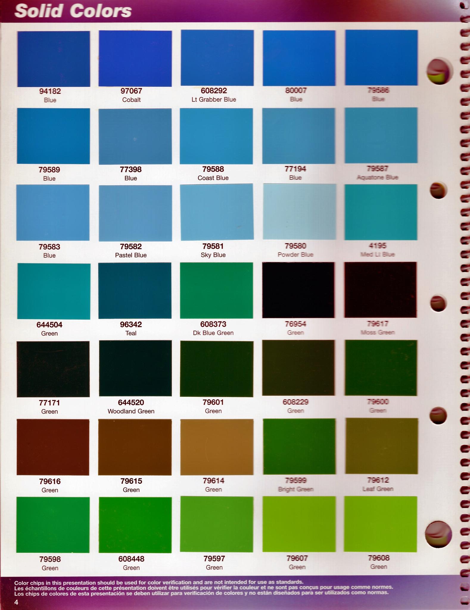 Page 2 of Solid Colors. These are used on various manufacturers, mostly Semi Trucks. Page 6 of Basf Fleet Book
