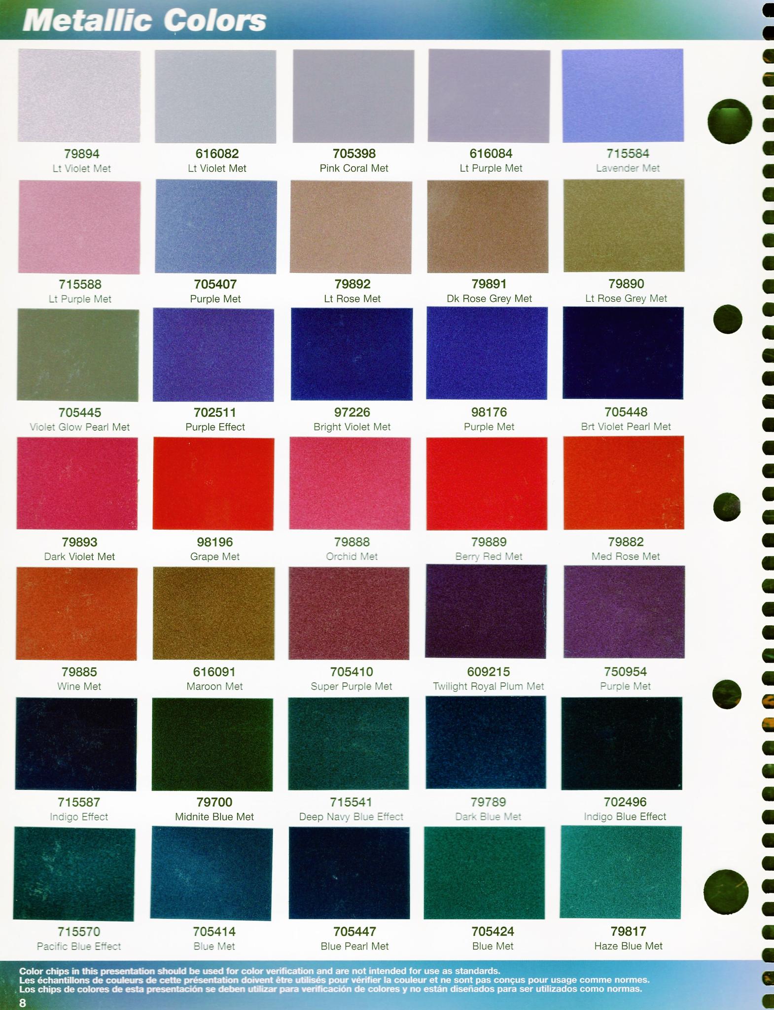 Page 2 Of Metallic Colors. These are used on various manufacturers, mostly Semi Trucks. Page 9 of Basf Fleet Book