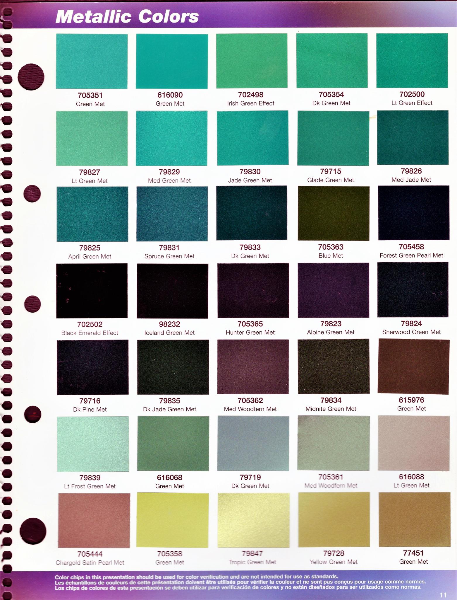 Page 4 Of Metallic Colors. These are used on various manufacturers, mostly Semi Trucks. Page 11 of Basf Fleet Book