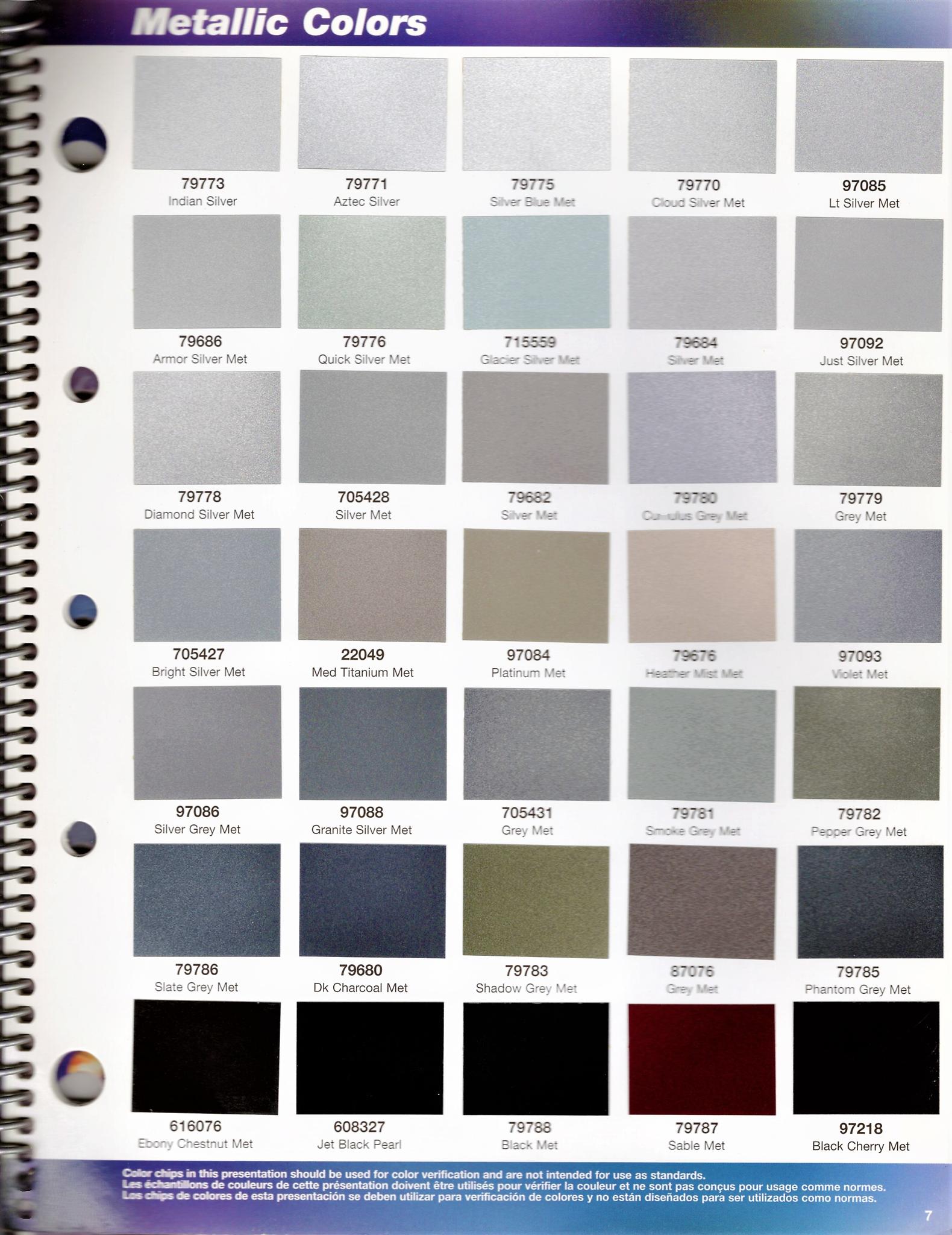 Page 1 Of Metallic Colors. These are used on various manufacturers, mostly Semi Trucks. Page 7 of Basf Fleet Book