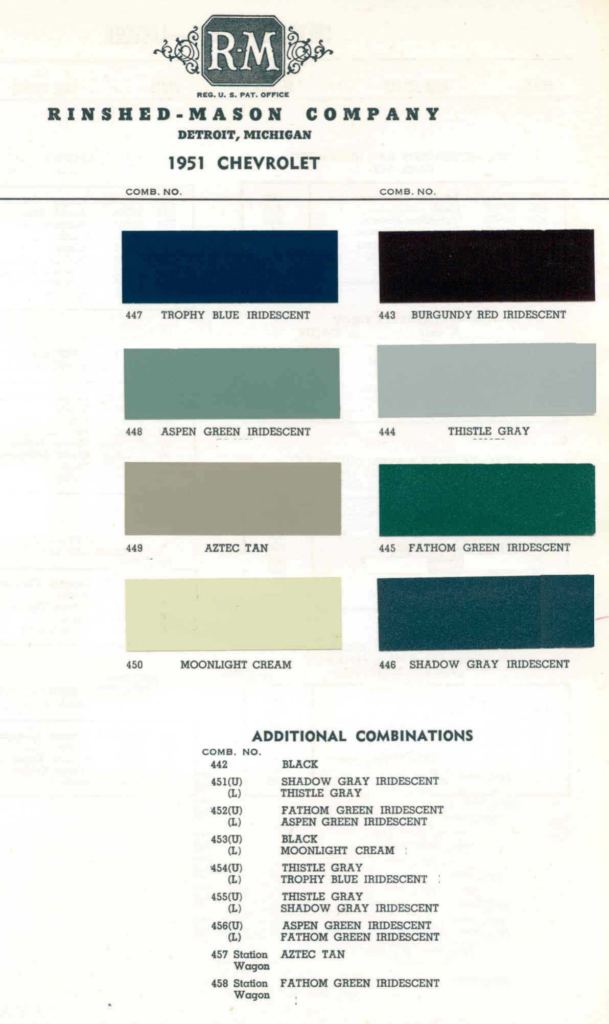 Paint Codes and Color Swatches used by Chevrolet on Vehicles