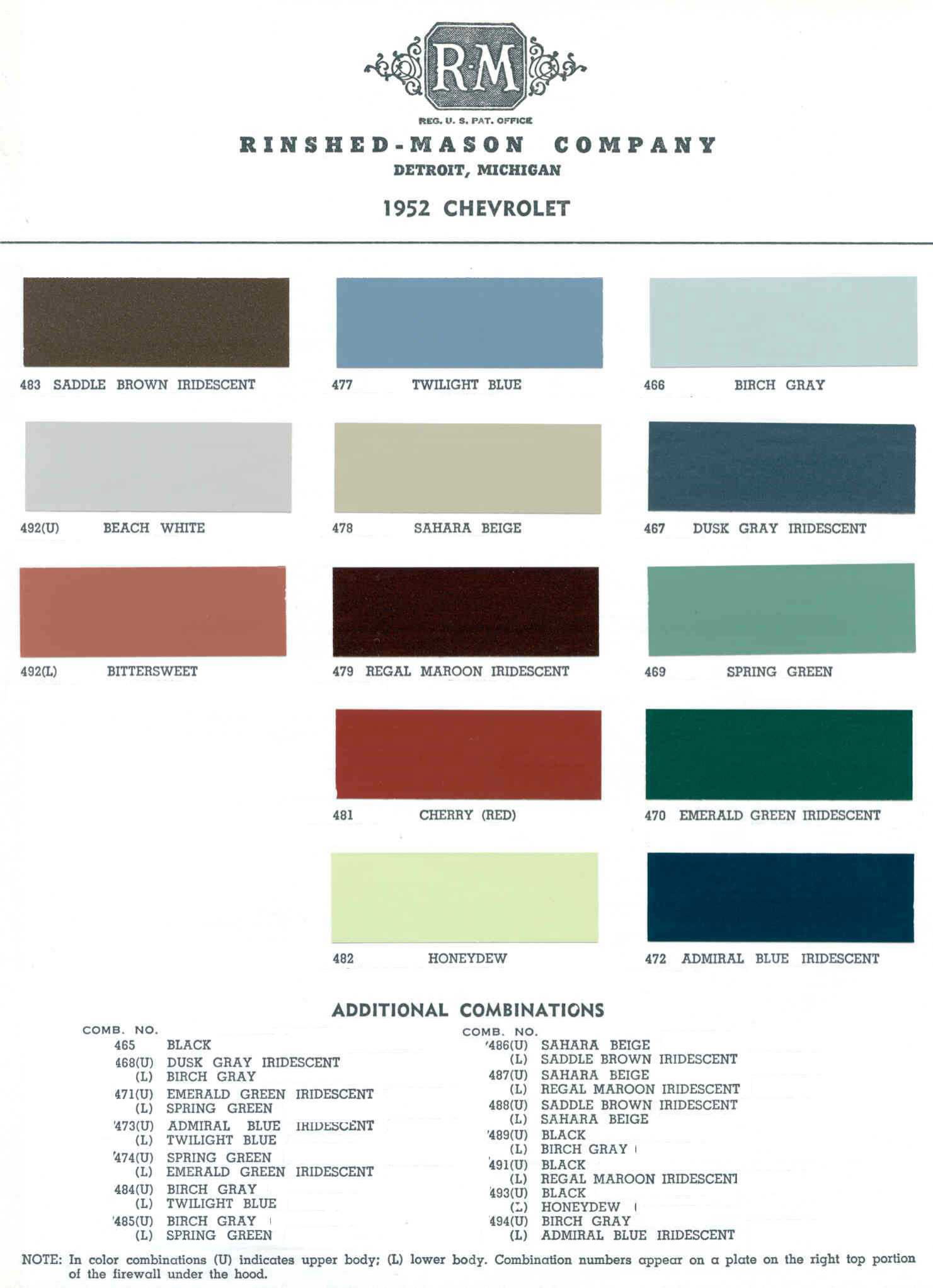 Paint Codes and Color Swatches used by Chevrolet on Vehicles