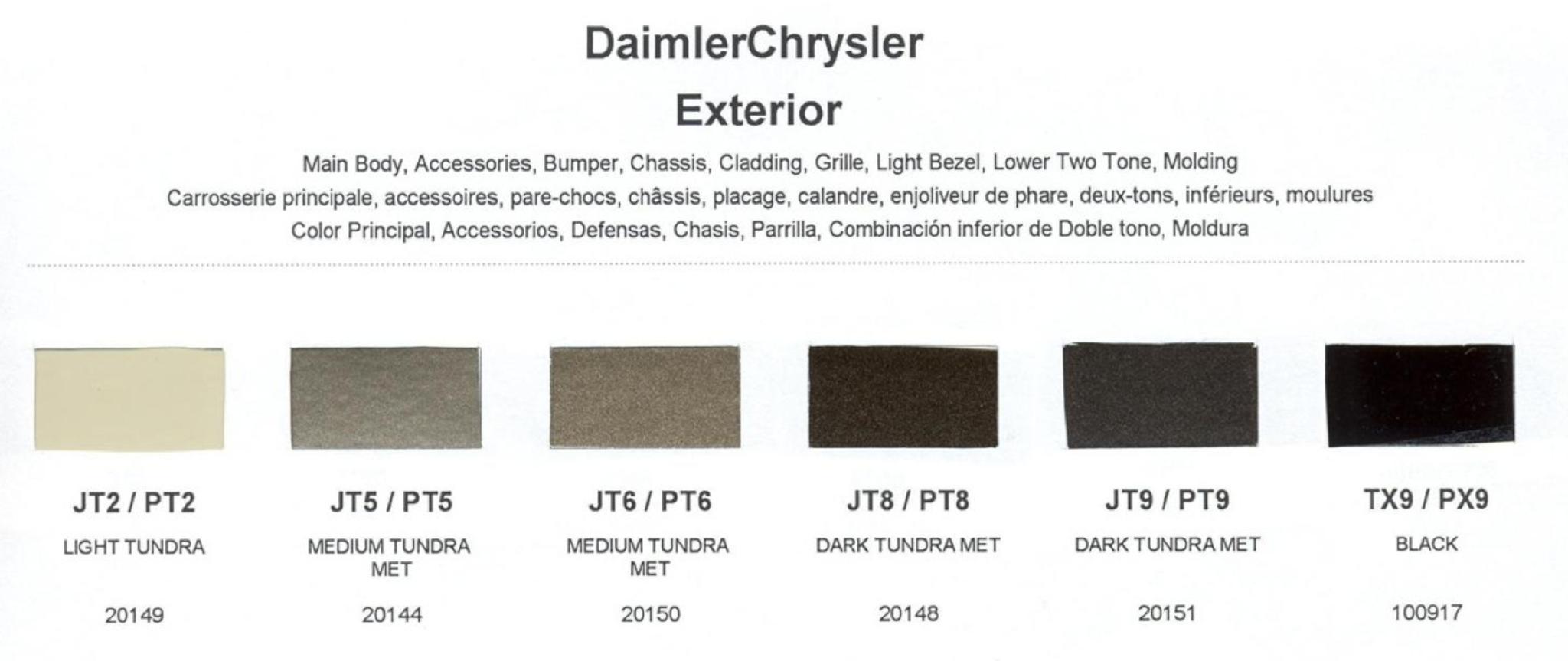 1990 Chrysler, Dodge, Jeep & Plymouth Paint Codes & Color Chart Chrysler Paint (Color) Code Chart For Exterior Vehicles